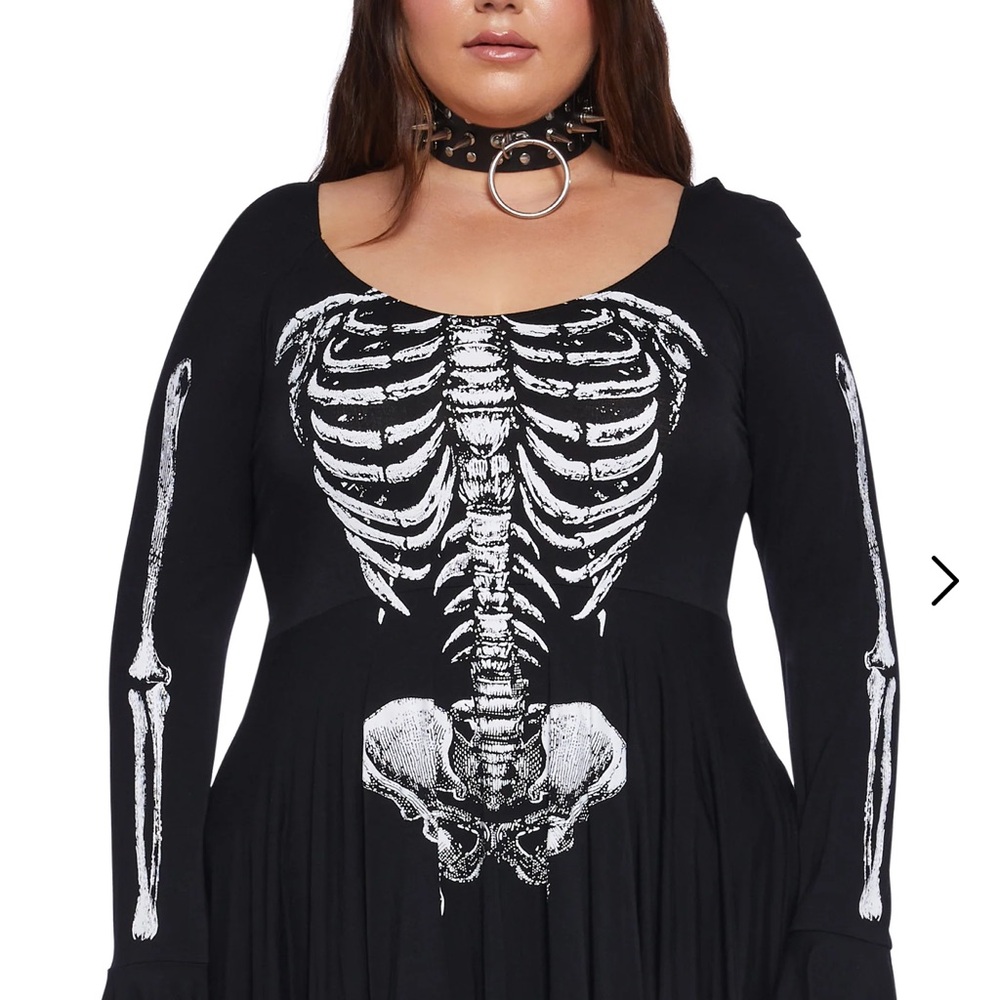 Dolls kill Black Skeleton Print Dress